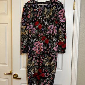 Dress The Population Sophia Floral Embroidered Midi Dress (Size L)
